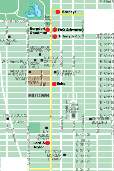 New York City Shopping Map - Clothing for Women